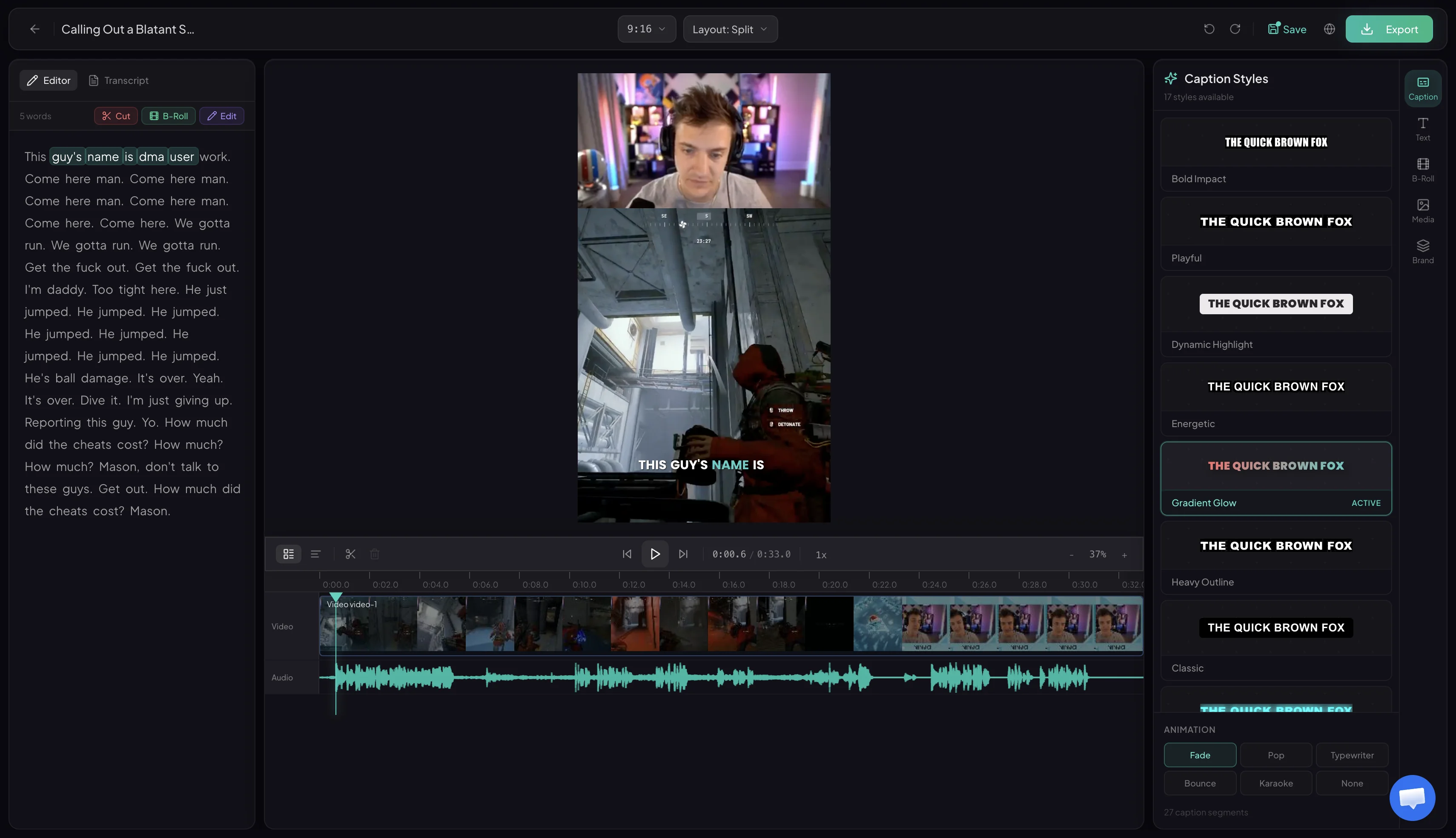Vira video editor with captions and smart crop
